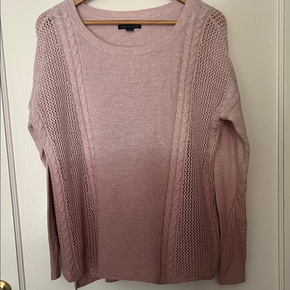 American Eagle Outfitters Light Pink Cable Knit Sweater